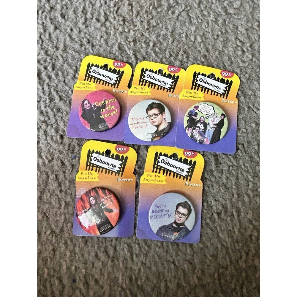 Vintage Y2K Ozzy Osbourne Prince of Darkness Family Pin Set Of 5